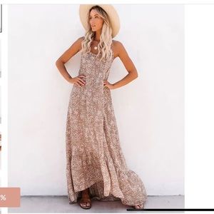 NWT Vici Conch Printed High Low Ruffle Maxi Dress size Small